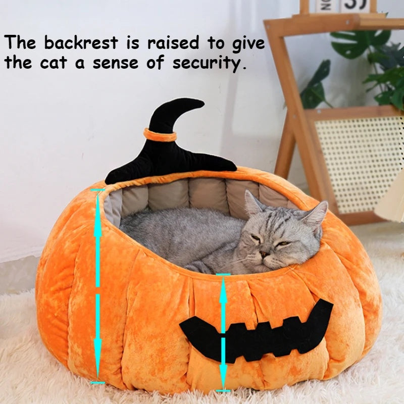 Cat Bed Cozy Halloween Pumpkin Pet Bed