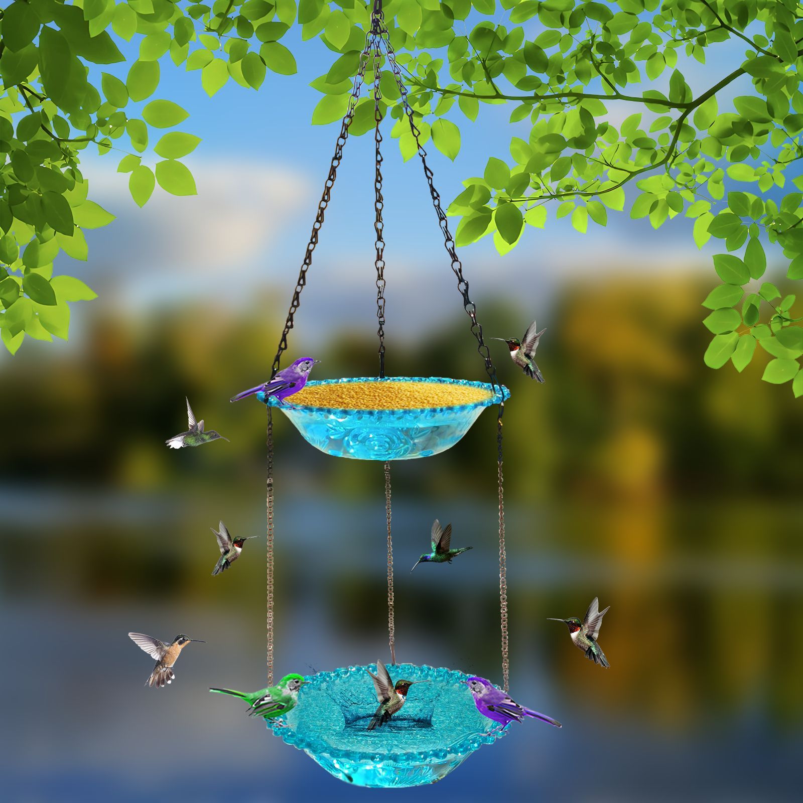 Double Outdoor Hanging Feeder Courtyard
