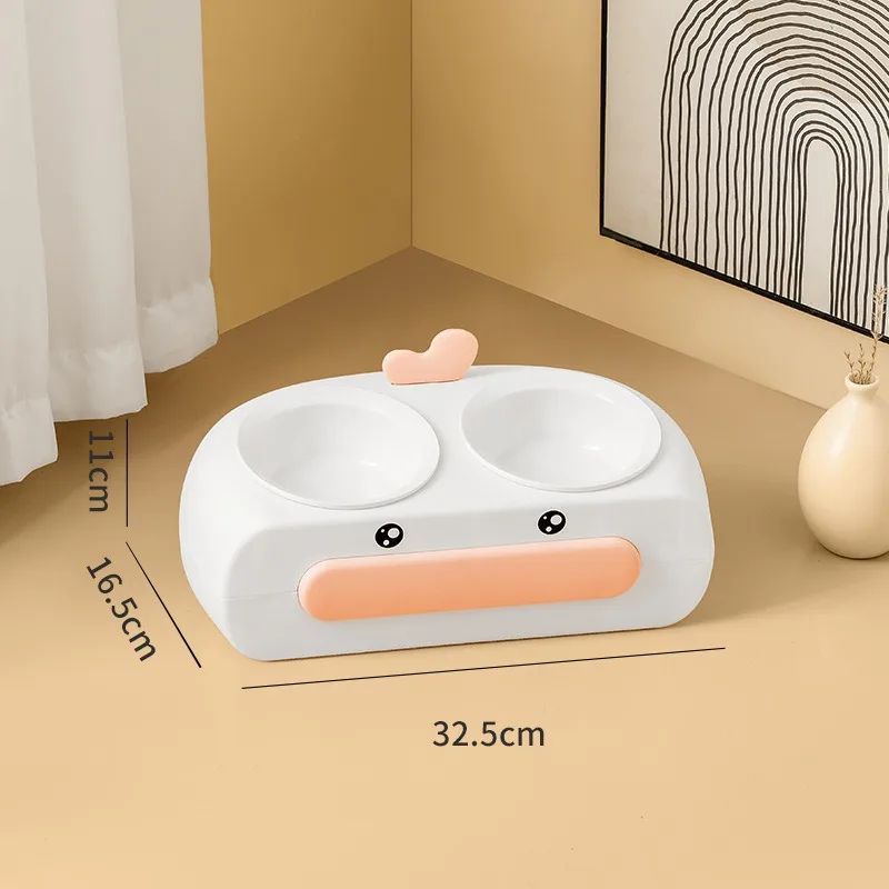 Duck Design Pet Double Bowl Plastic Kitten