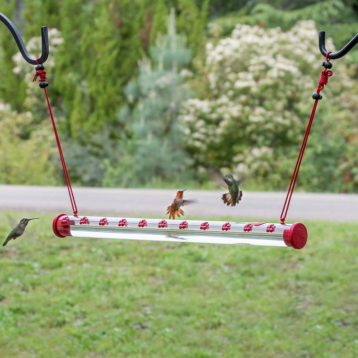 Hanging Long Tube With Flowers Bird Feeder