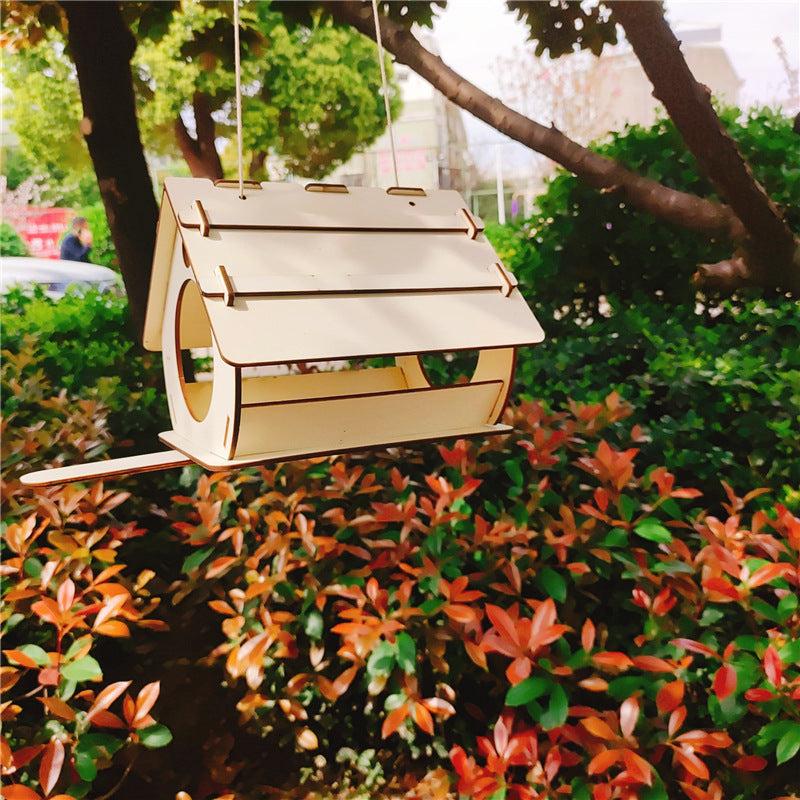 Hanging Wooden Bird Feeder Garden Decoration