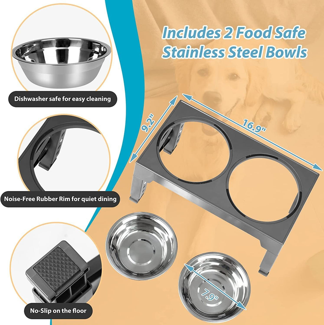 Lifting Dog Bowl Rack Neck Protection