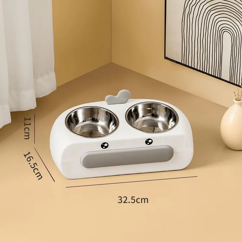 Duck Design Pet Double Bowl Plastic Kitten