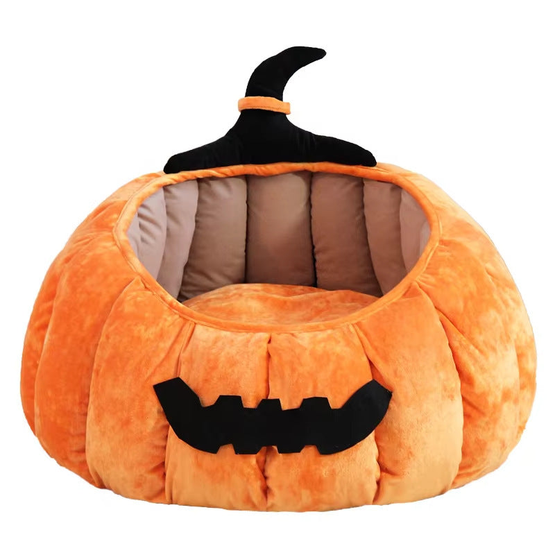 Cat Bed Cozy Halloween Pumpkin Pet Bed