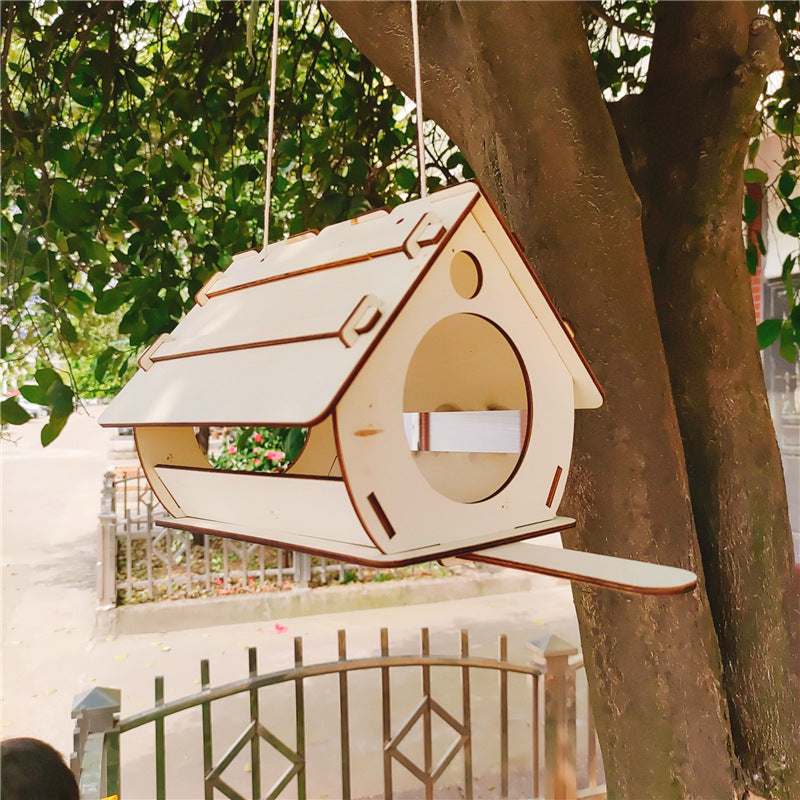 Hanging Wooden Bird Feeder Garden Decoration