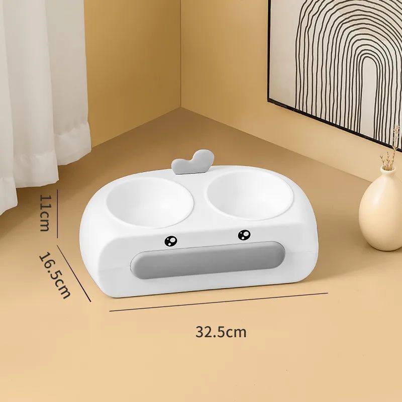 Duck Design Pet Double Bowl Plastic Kitten