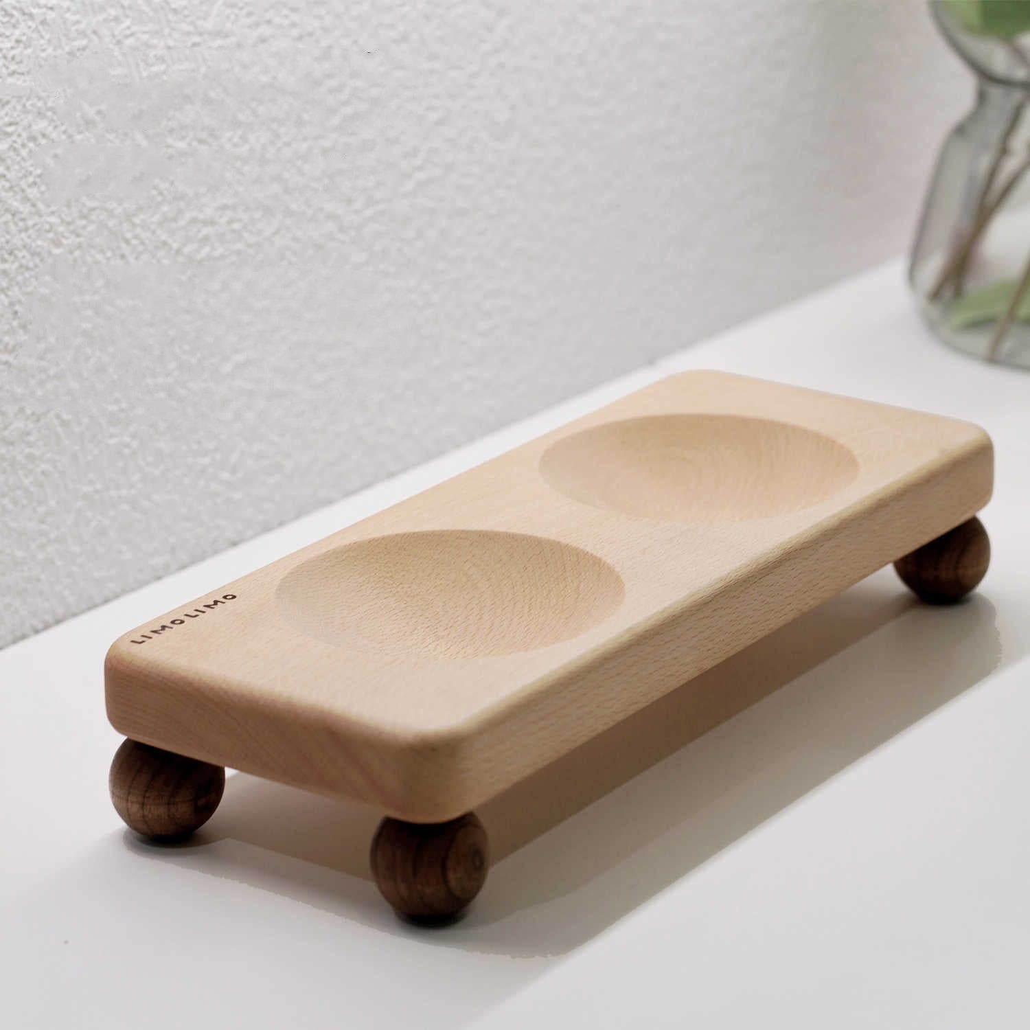 Solid Wood Cat Bowl Ceramic