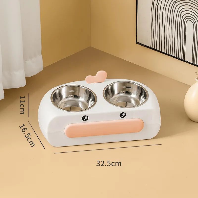 Duck Design Pet Double Bowl Plastic Kitten