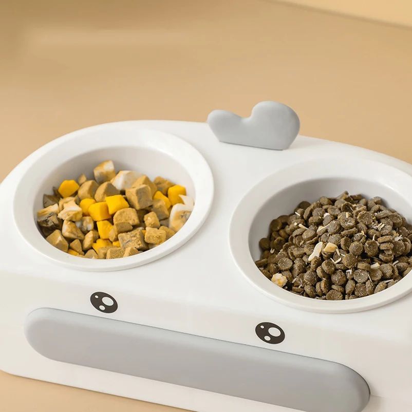 Duck Design Pet Double Bowl Plastic Kitten