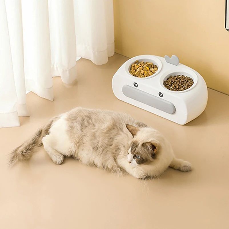 Duck Design Pet Double Bowl Plastic Kitten