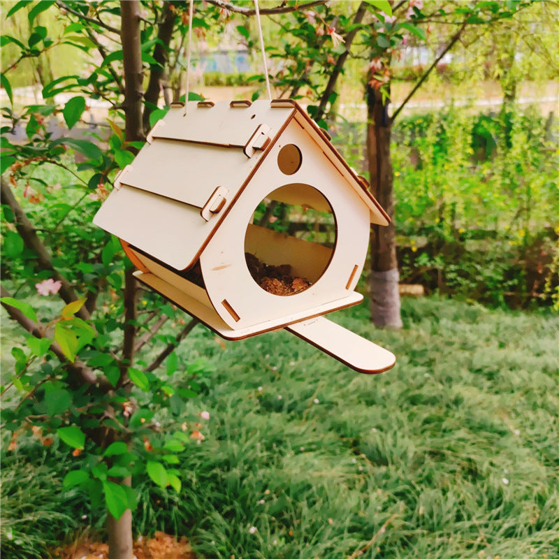Hanging Wooden Bird Feeder Garden Decoration