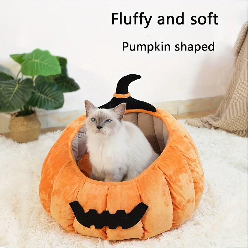Cat Bed Cozy Halloween Pumpkin Pet Bed