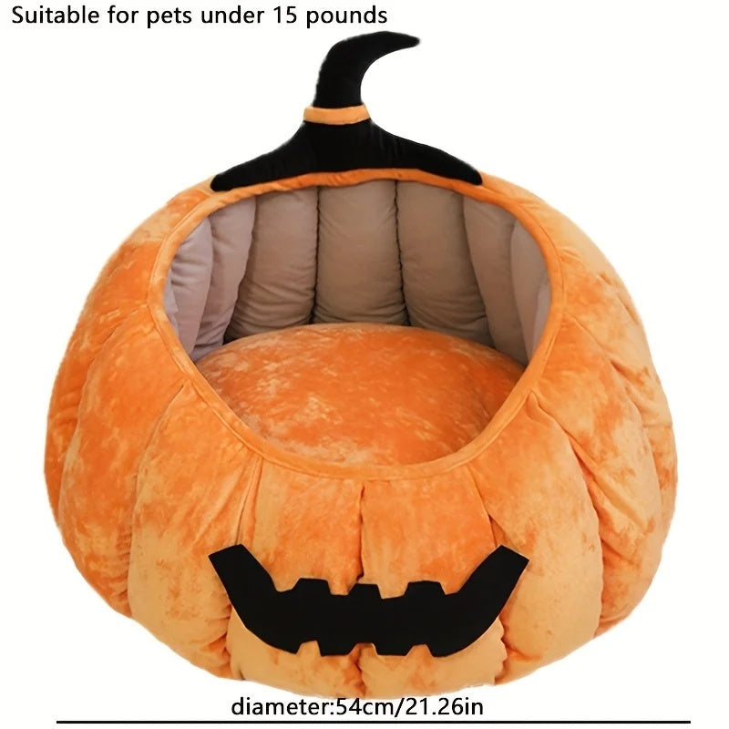 Cat Bed Cozy Halloween Pumpkin Pet Bed
