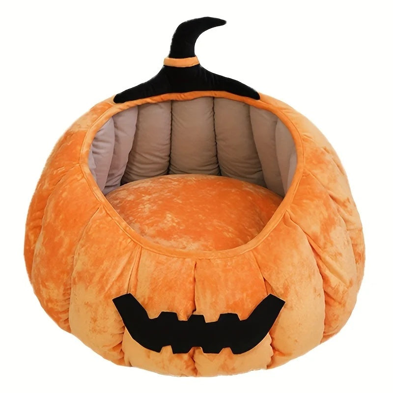 Cat Bed Cozy Halloween Pumpkin Pet Bed