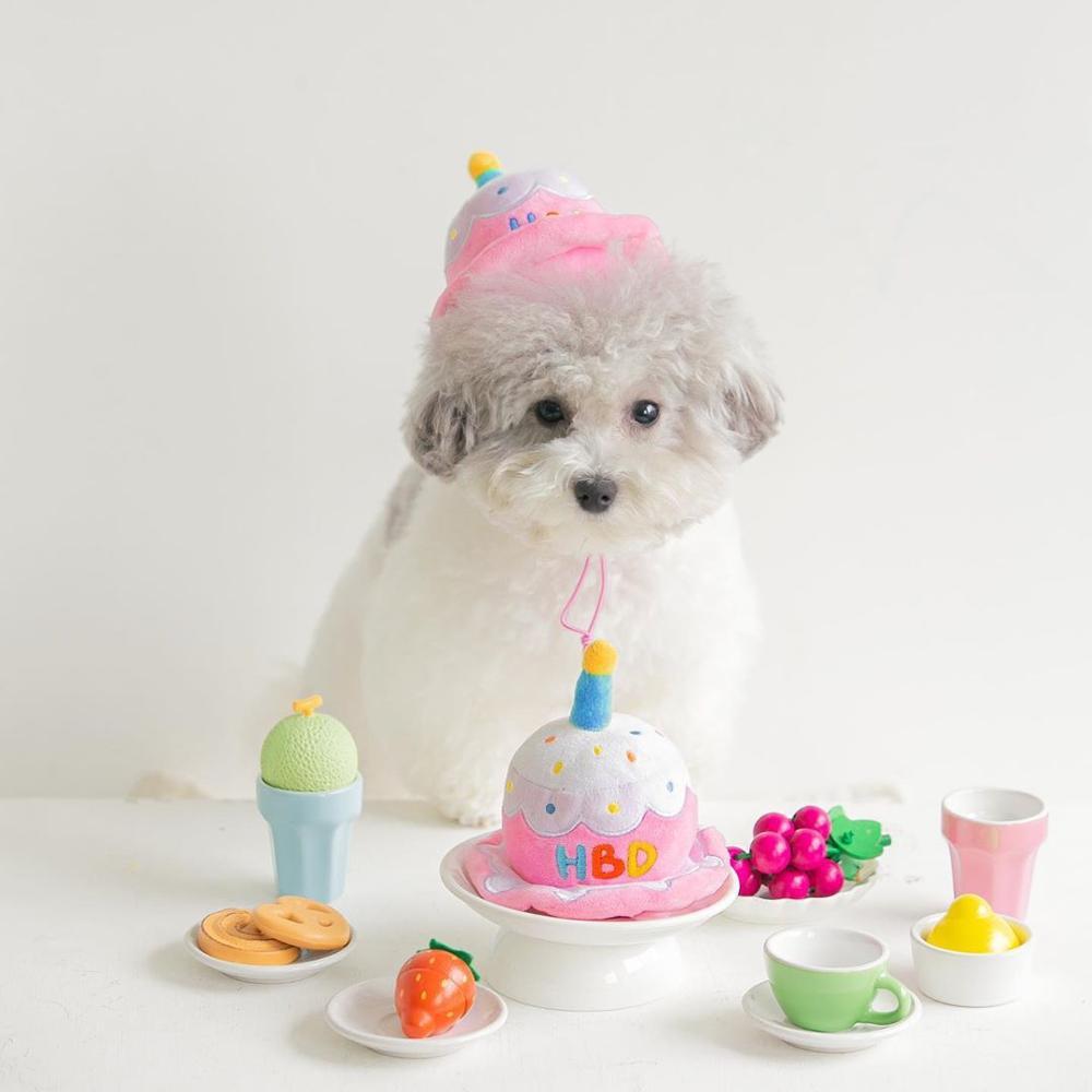 Creative Dog Birthday Hat Plush Toy Chew