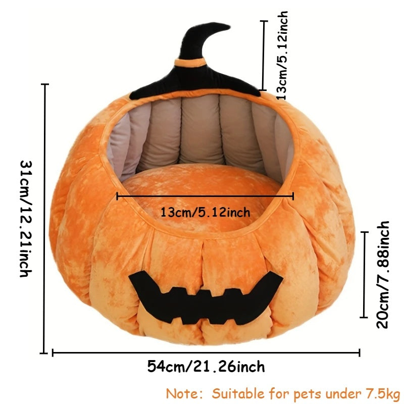 Cat Bed Cozy Halloween Pumpkin Pet Bed